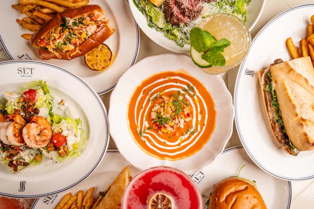 a bunch of different types of food on a plate