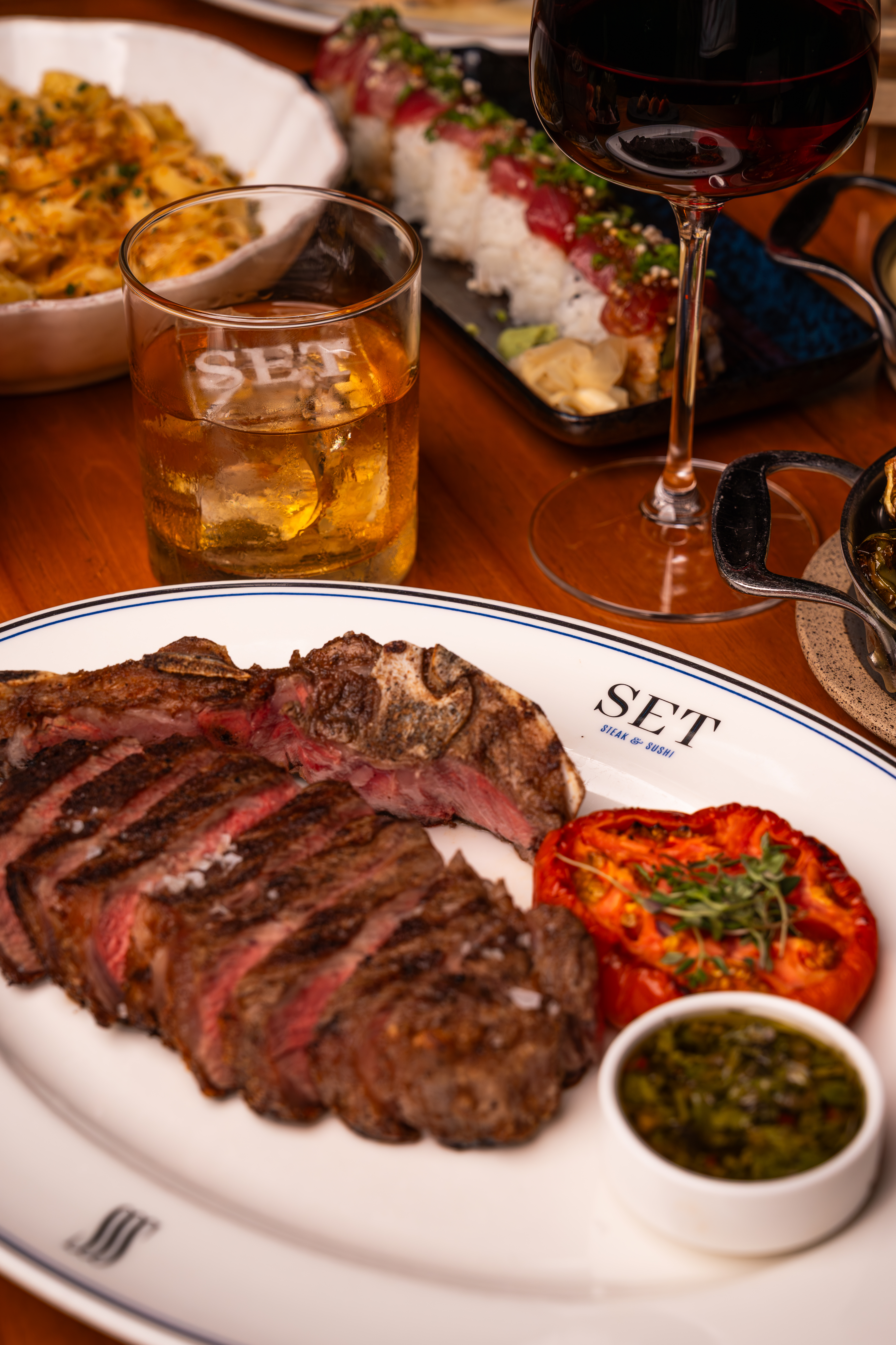 a close up of a plate of food on a table