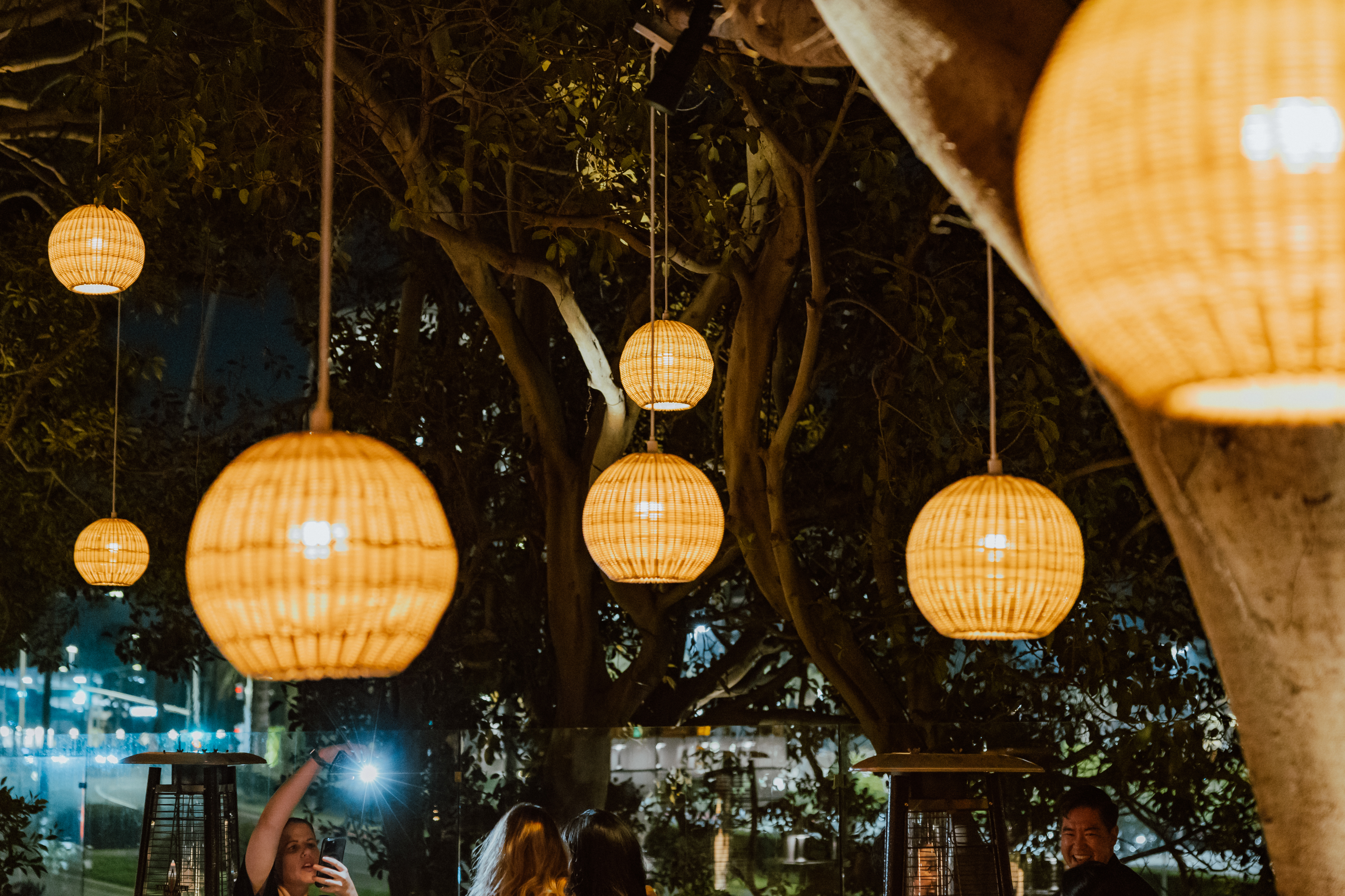 a lamp hanging from the ceiling