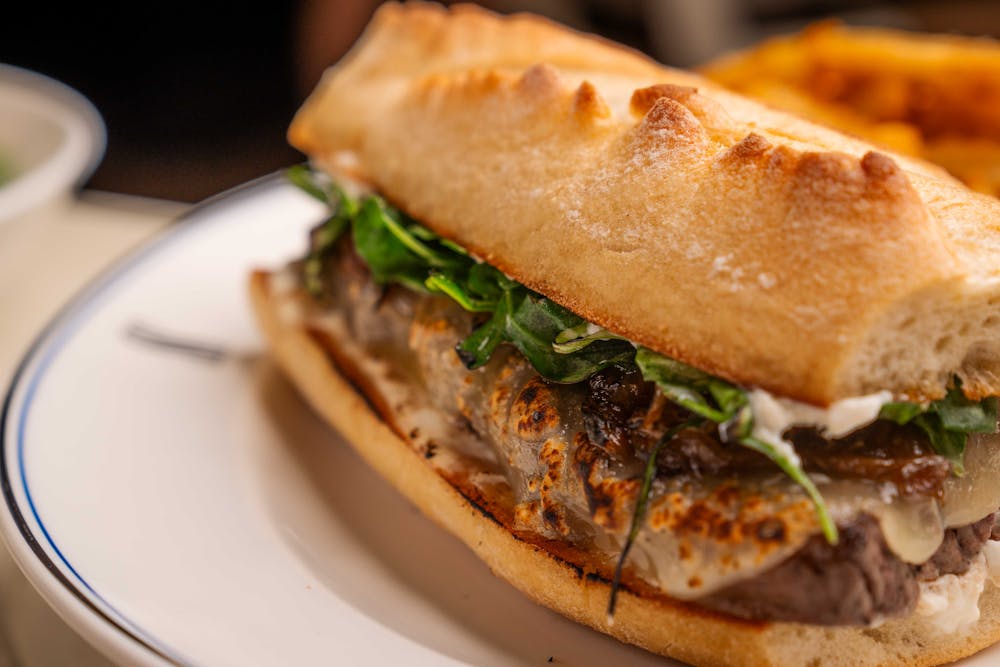 a close up of a sandwich on a plate