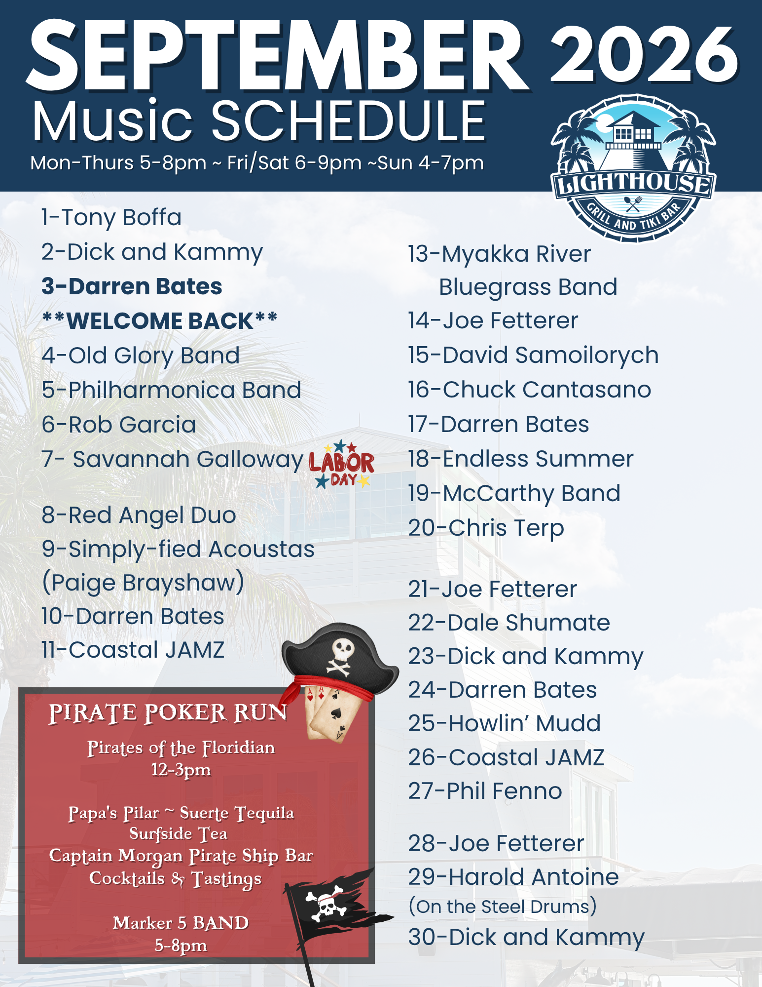 a schedule of a music event