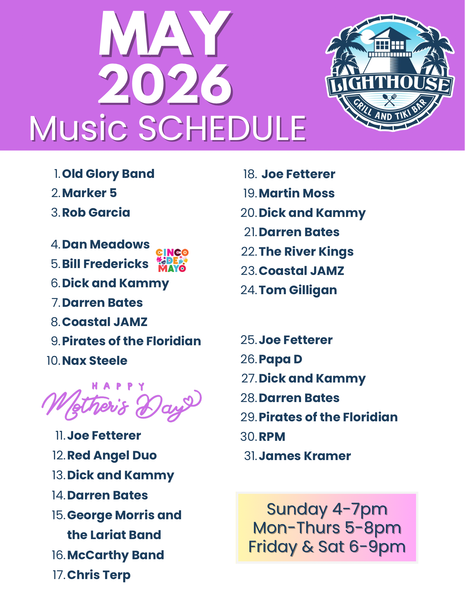 a schedule of music with text and images