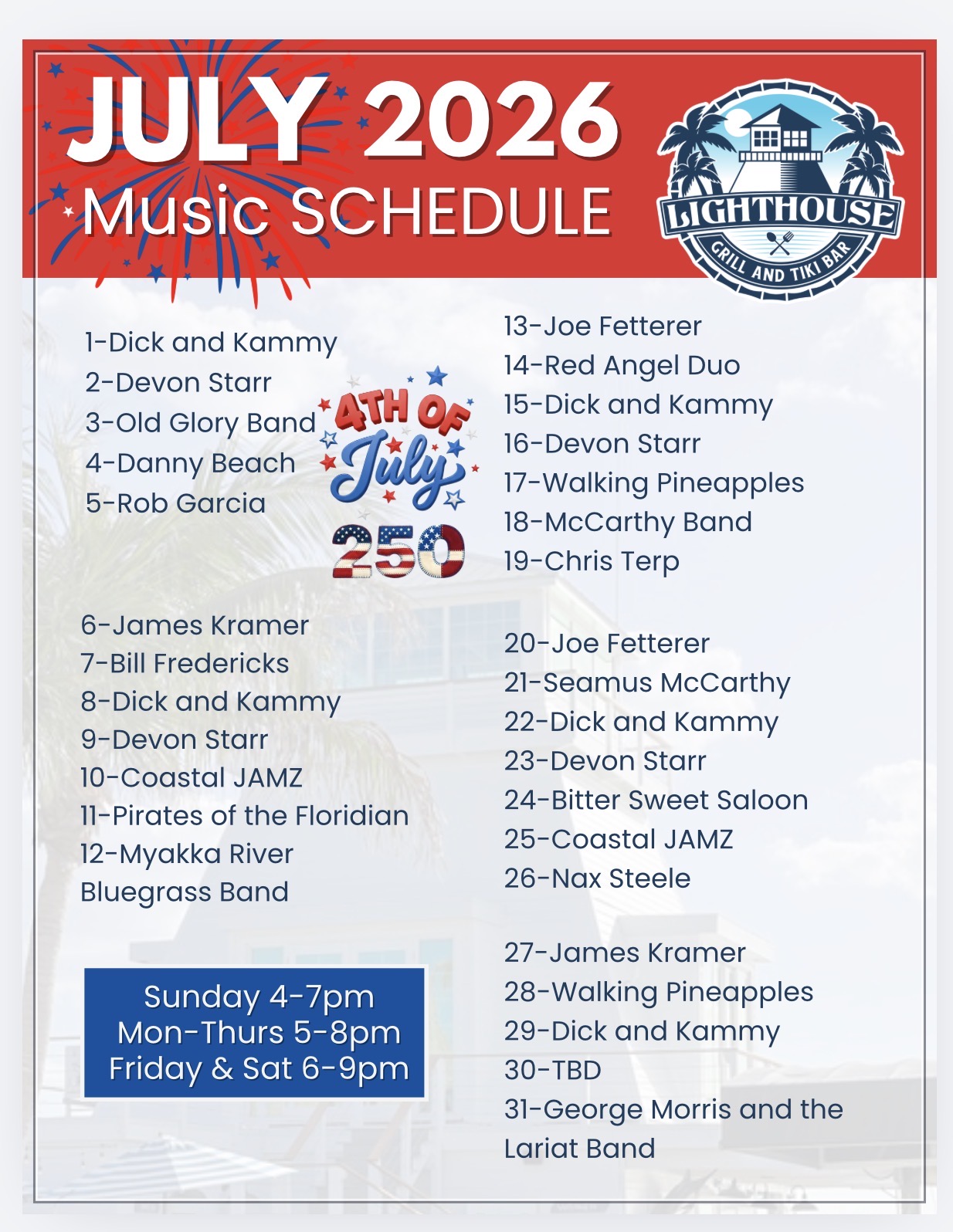a poster with a list of events