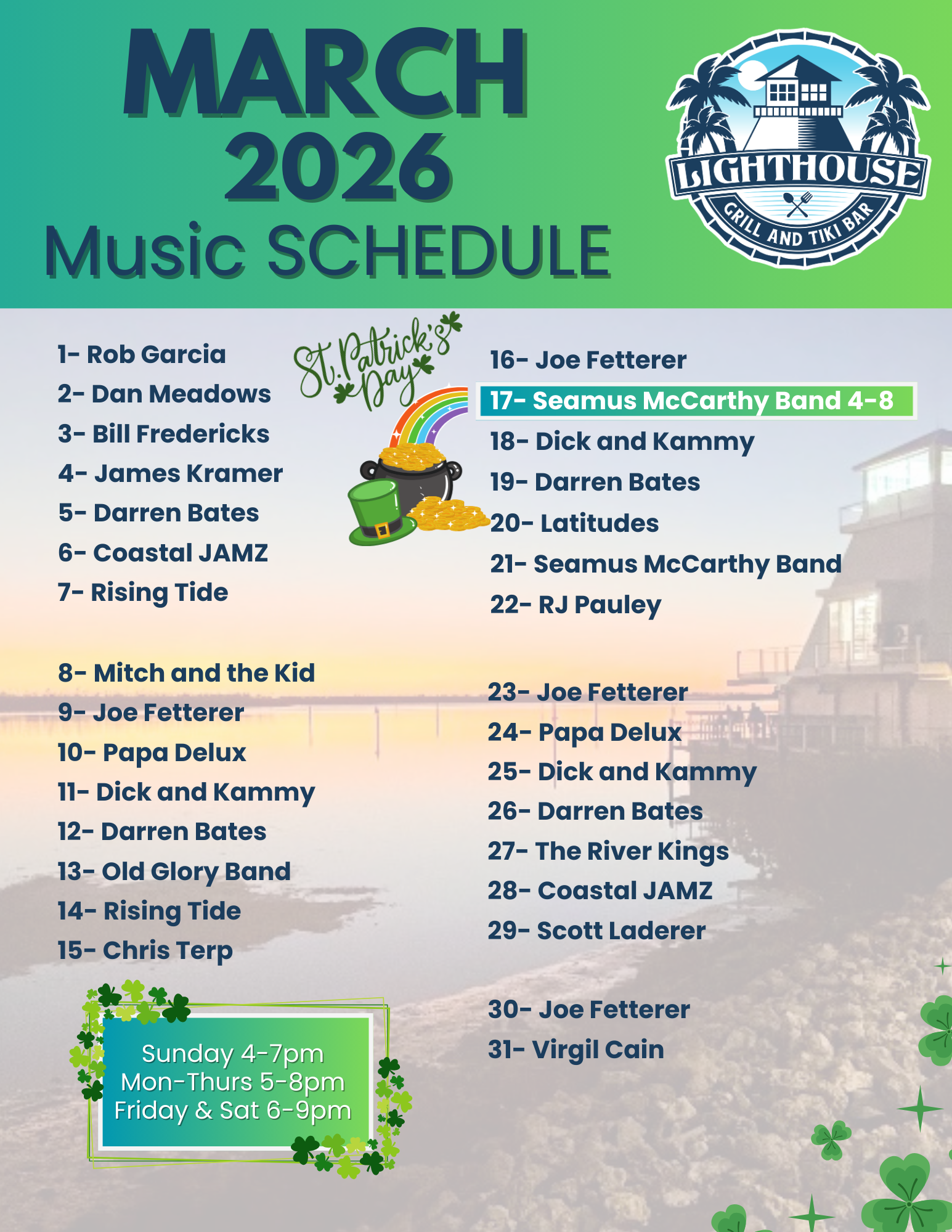 a poster with a list of music