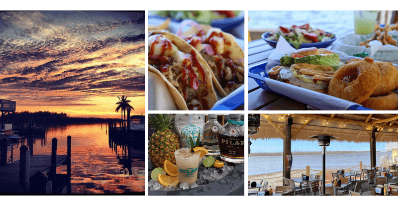 a bunch of food on a beach