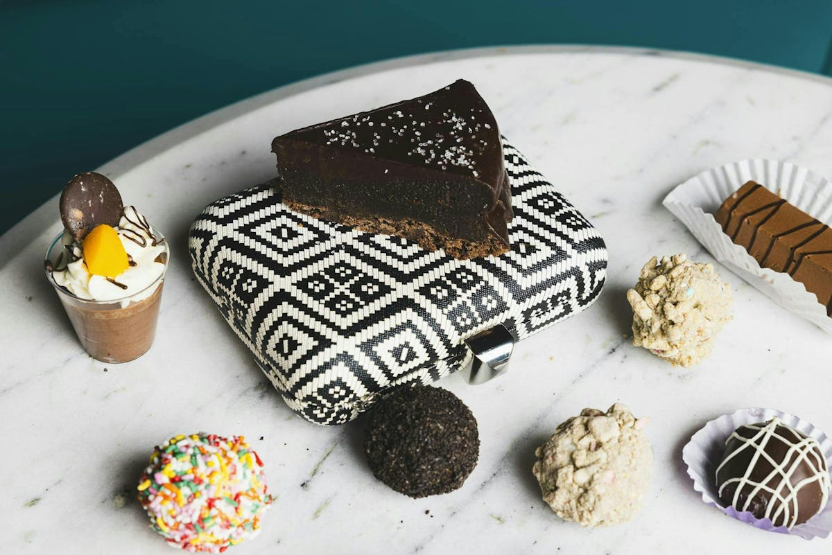 a piece of chocolate cake on a plate
