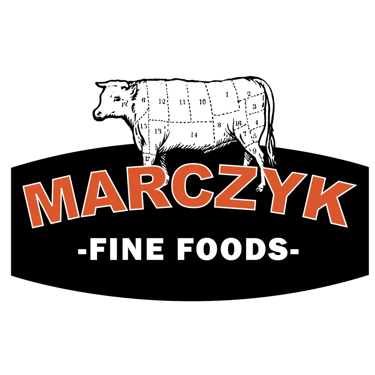 a cow with cuts of meat