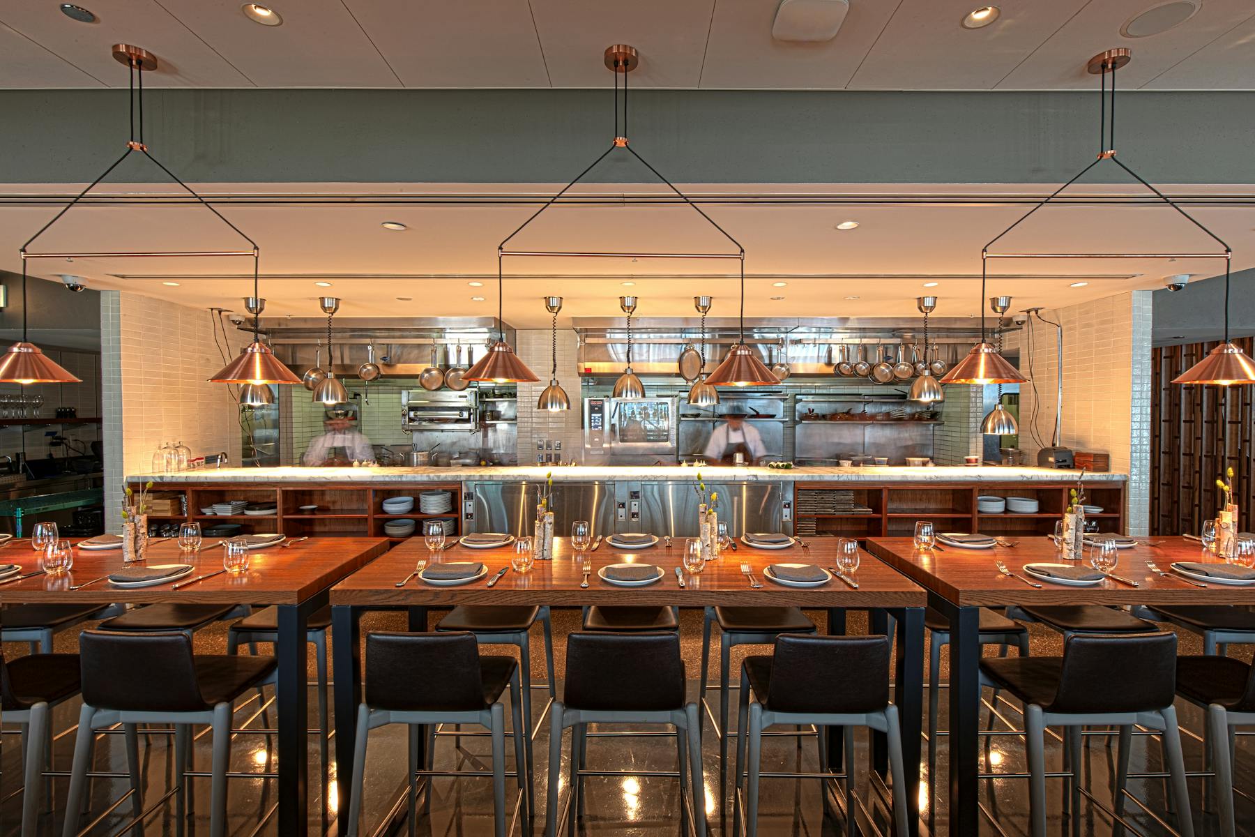 long table at chef's pass