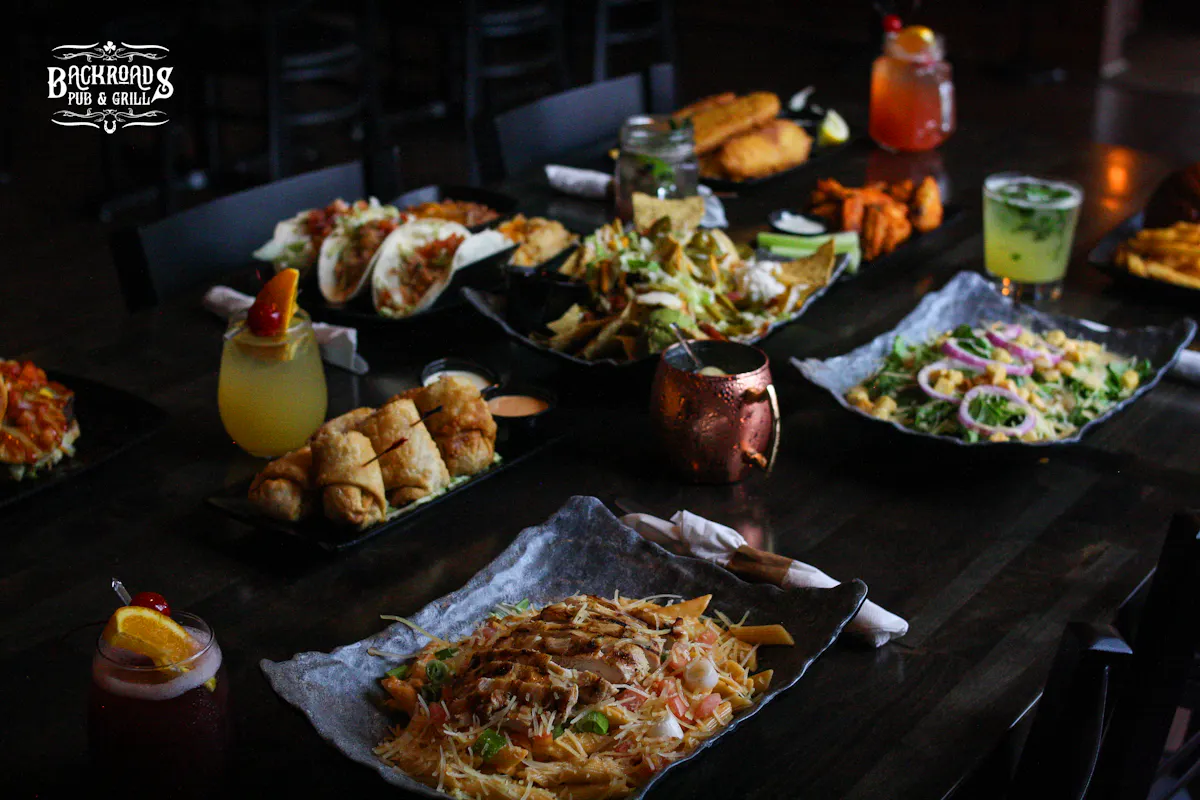 a bunch of food sitting on a table