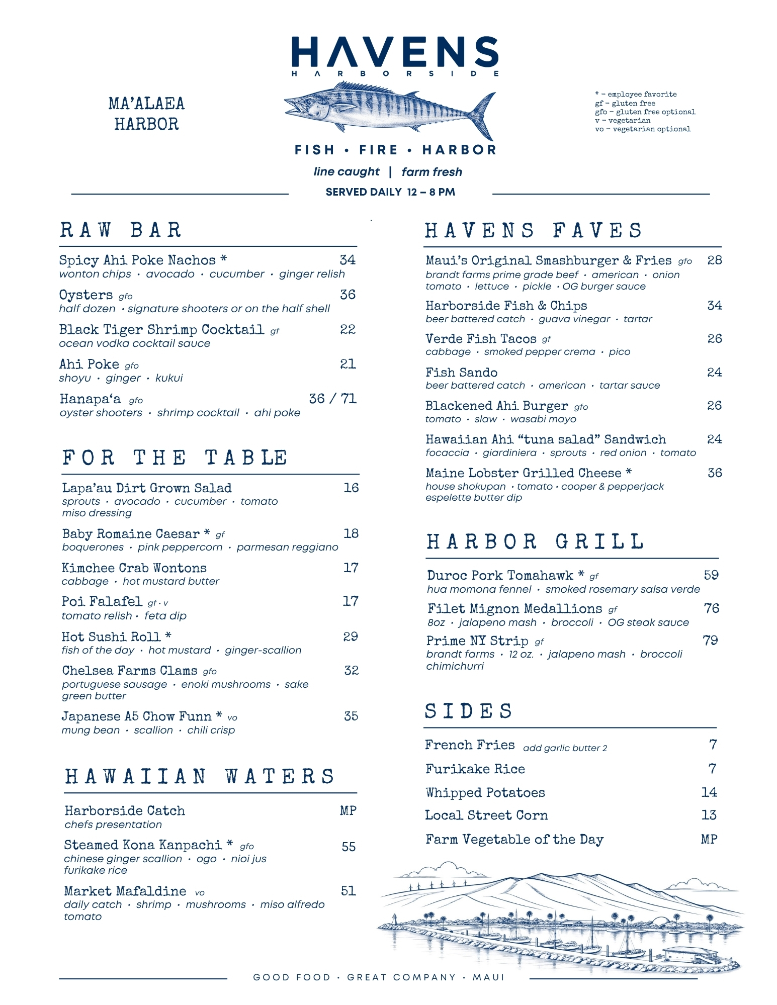 a menu of a restaurant