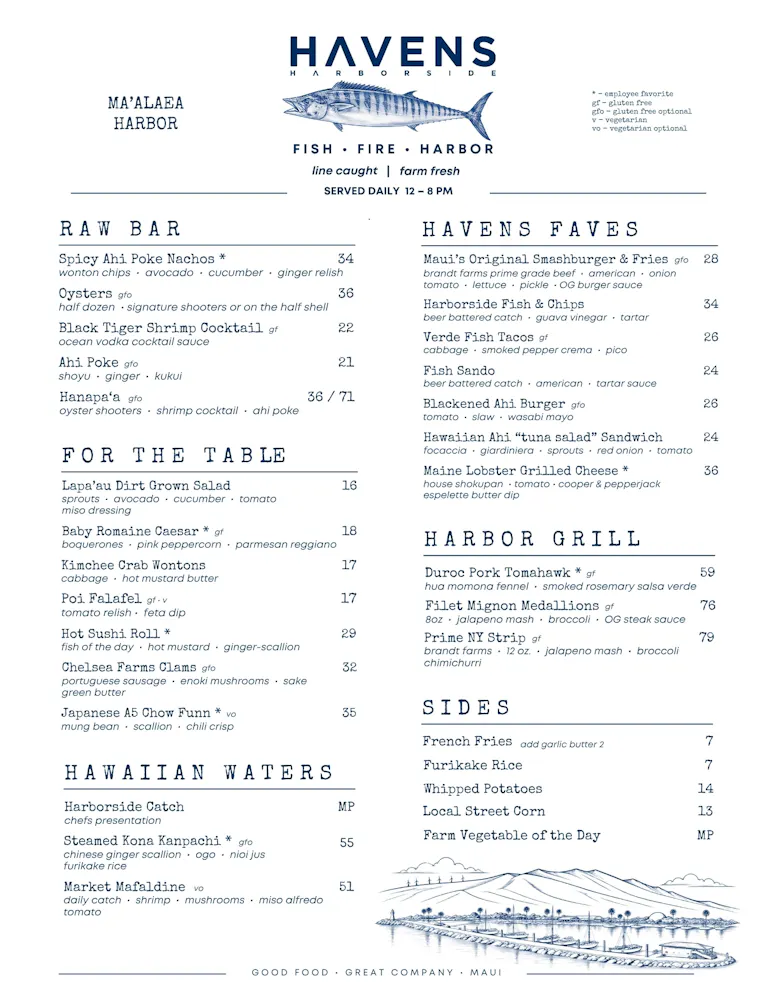 a menu of a restaurant