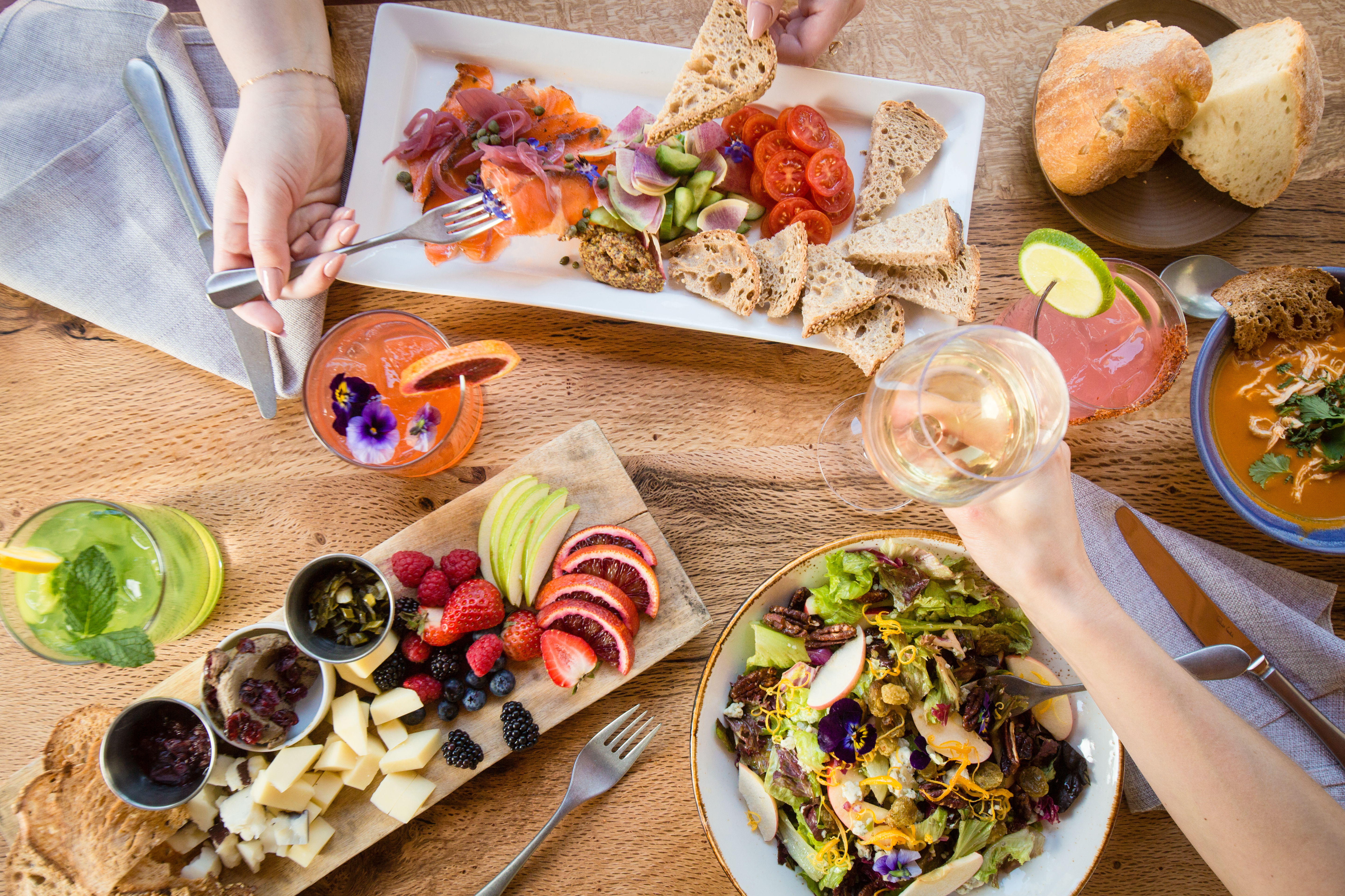 a bunch of food sitting on a table