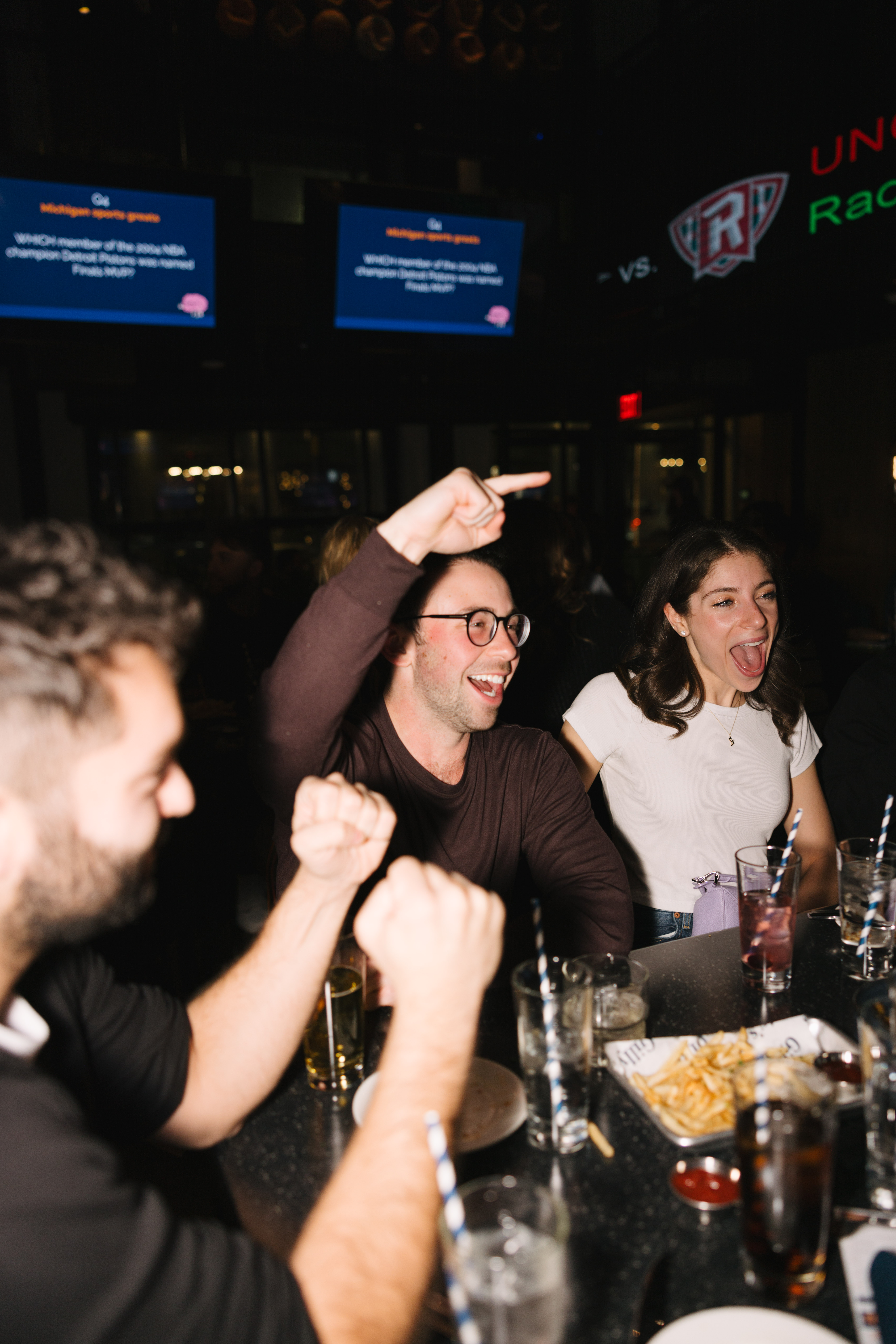 Trivia night with people having fun