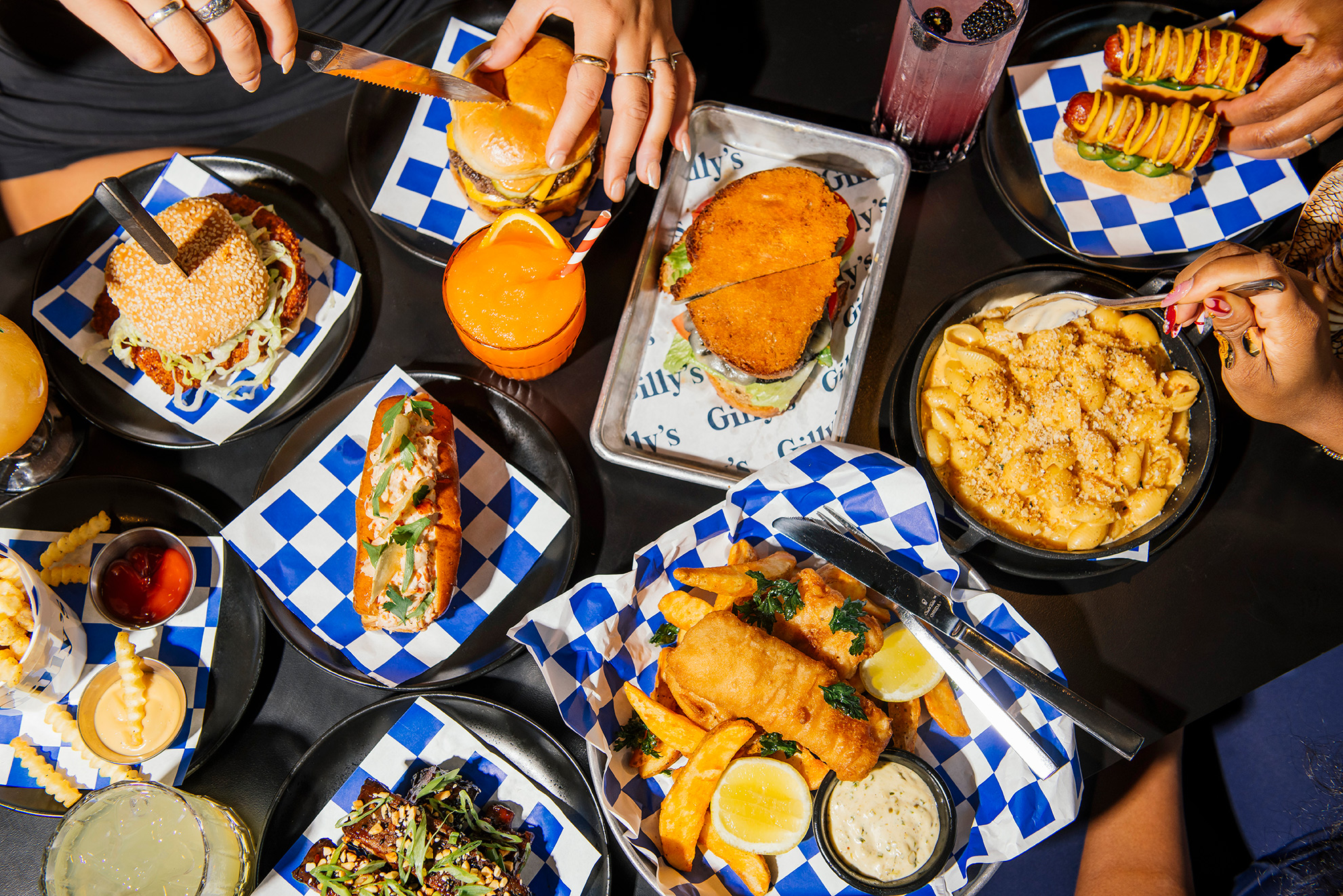 a lot of food in a table