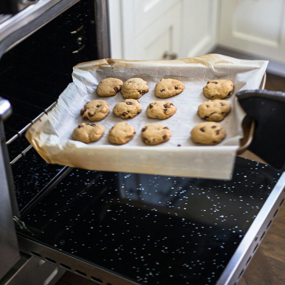 a stove top oven sitting inside of a donut