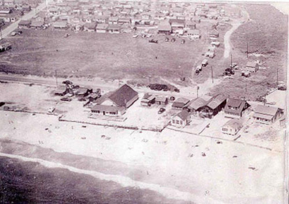 an old photo of a beach