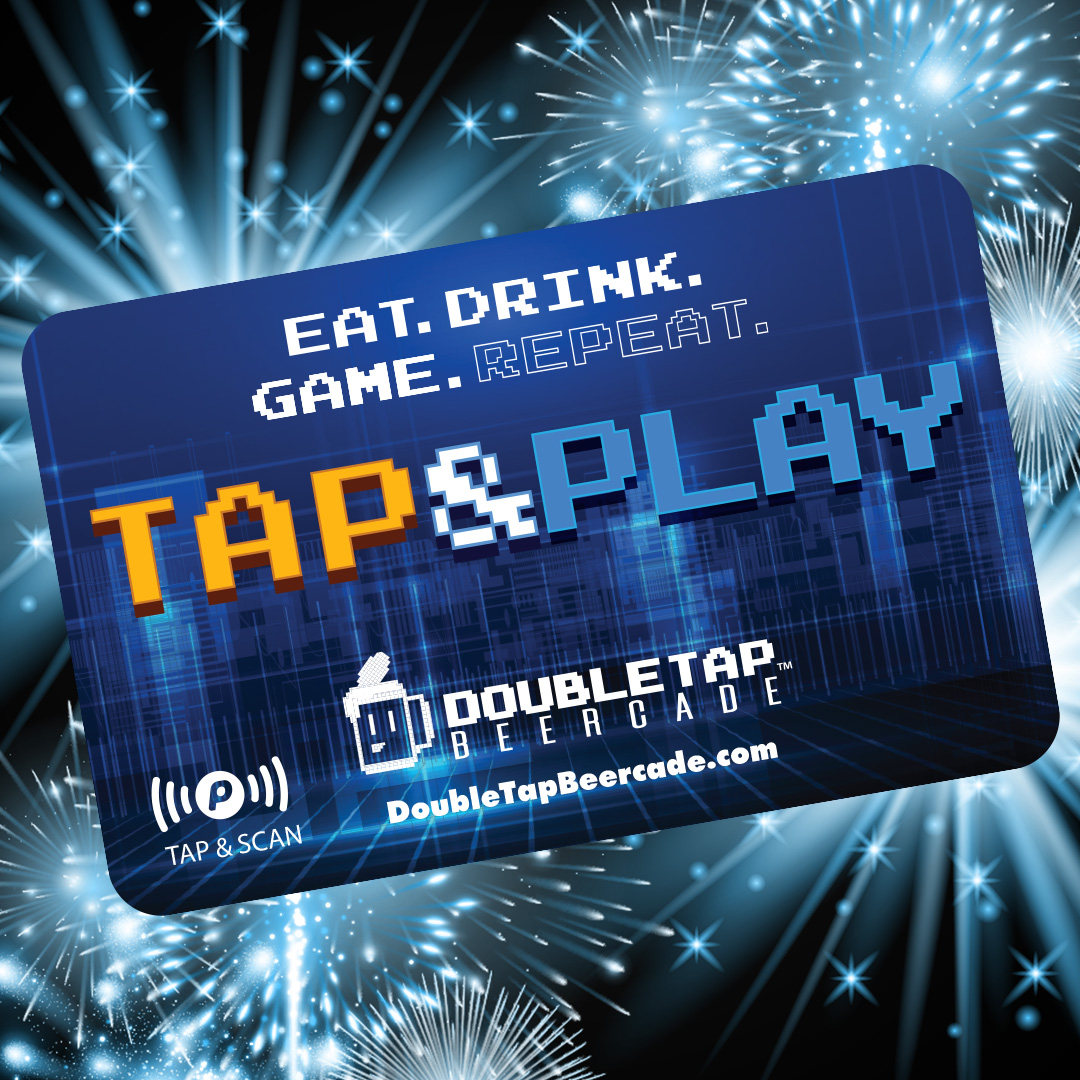 A blue Double Tap Beercade 