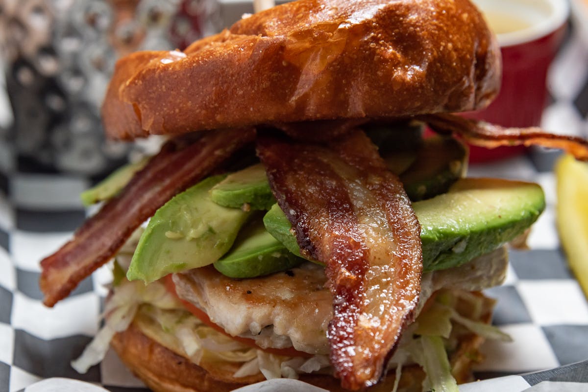 a close up of a sandwich on a plate