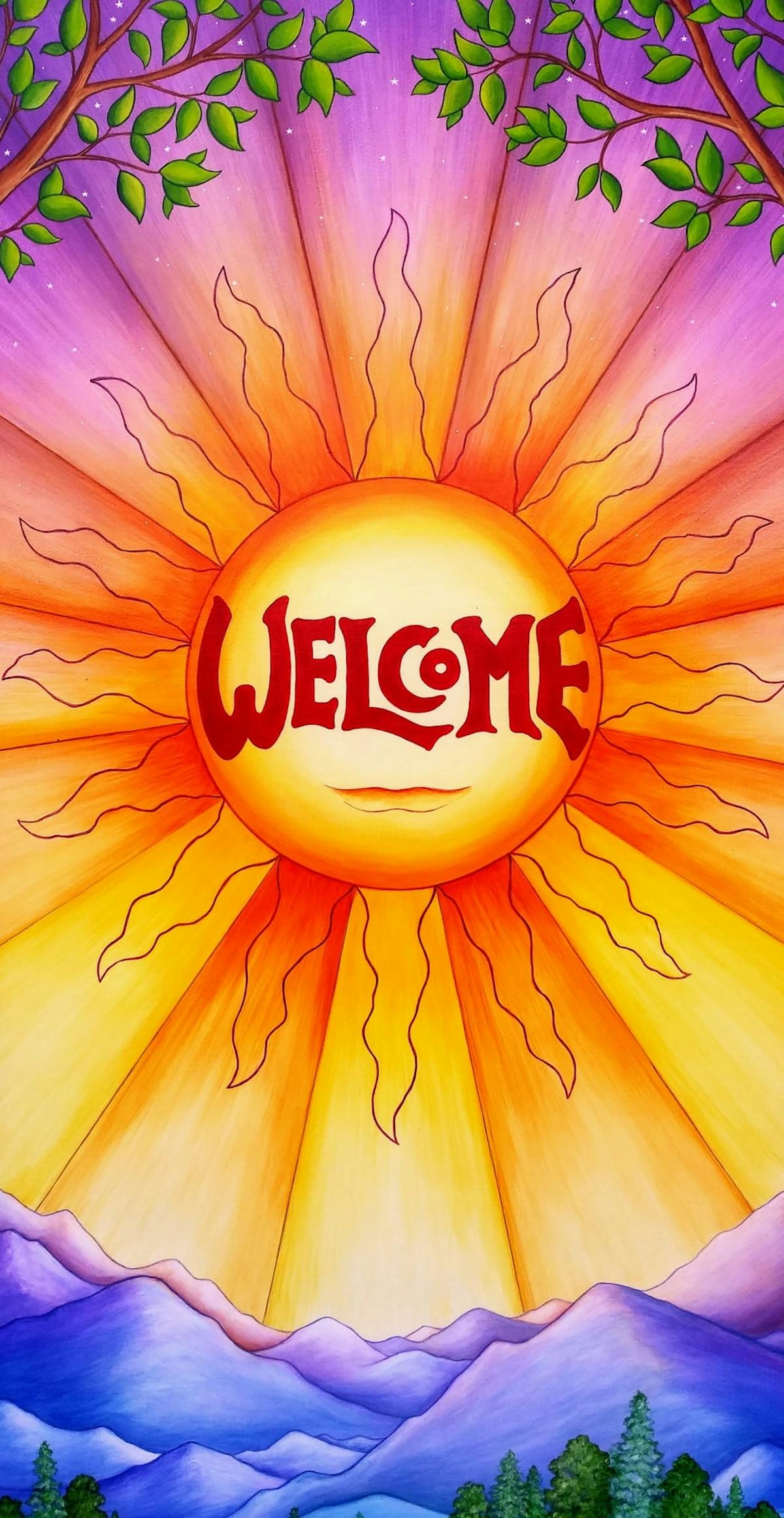 a drawing of a sun