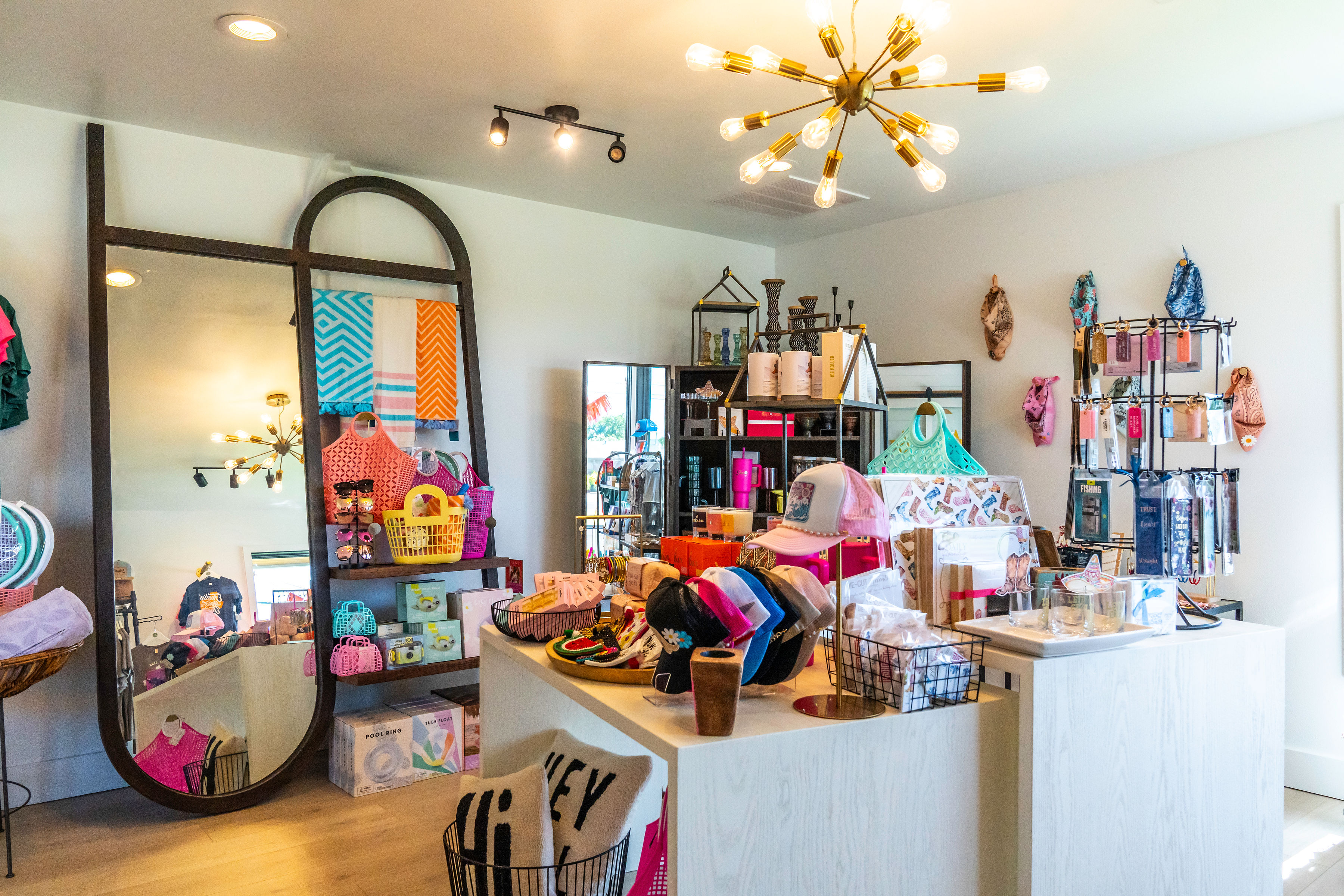 a room with many items on the counter