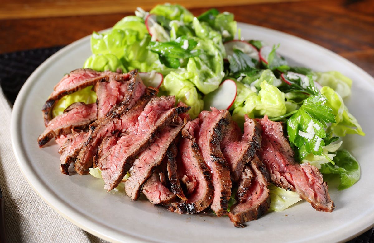 steak and salad