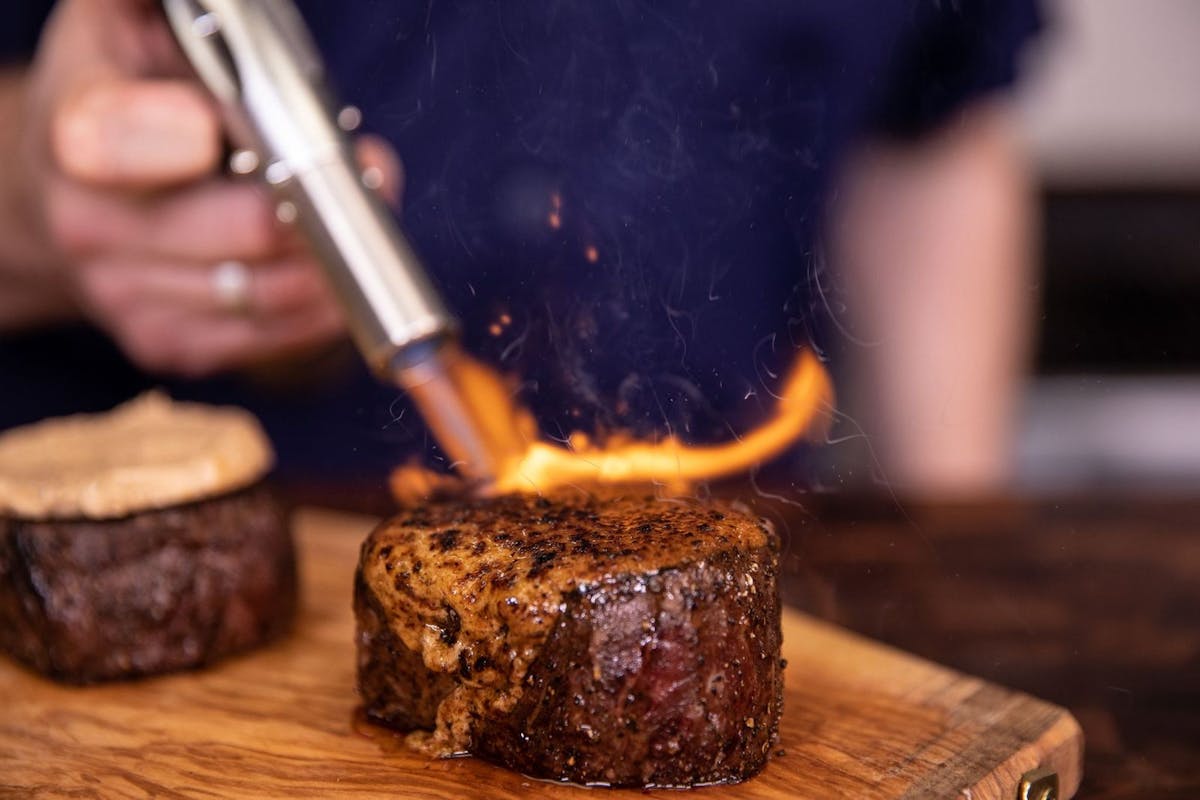 a steak being cooked