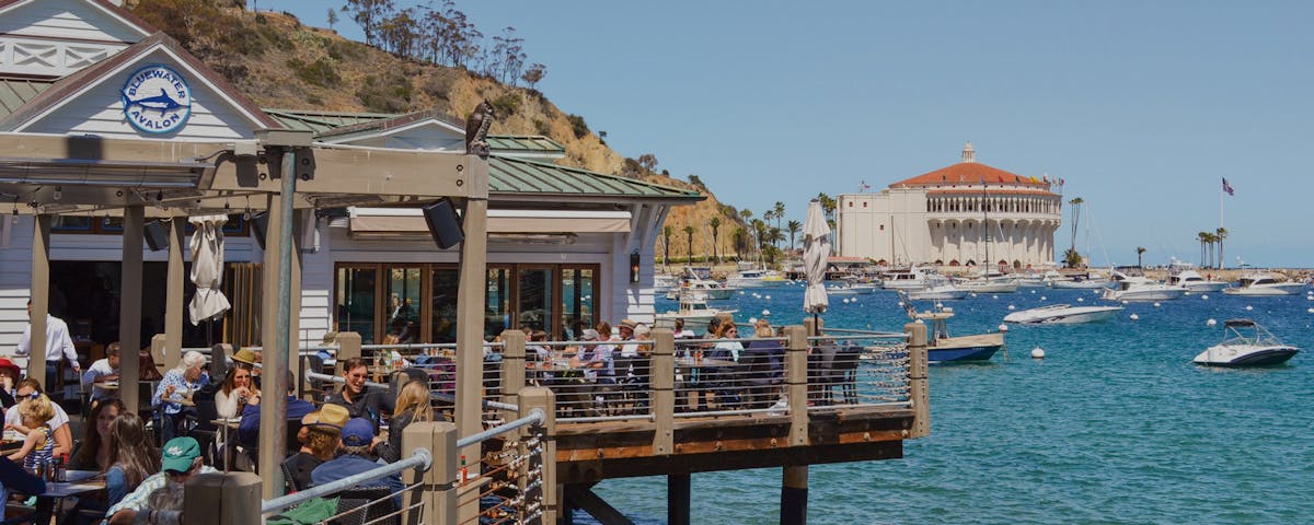 view of deck patio on the water facing the casino
