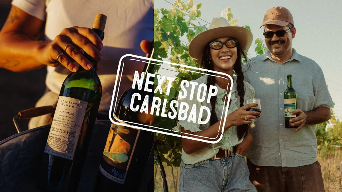 Lost Ranch Winery owners holding wine