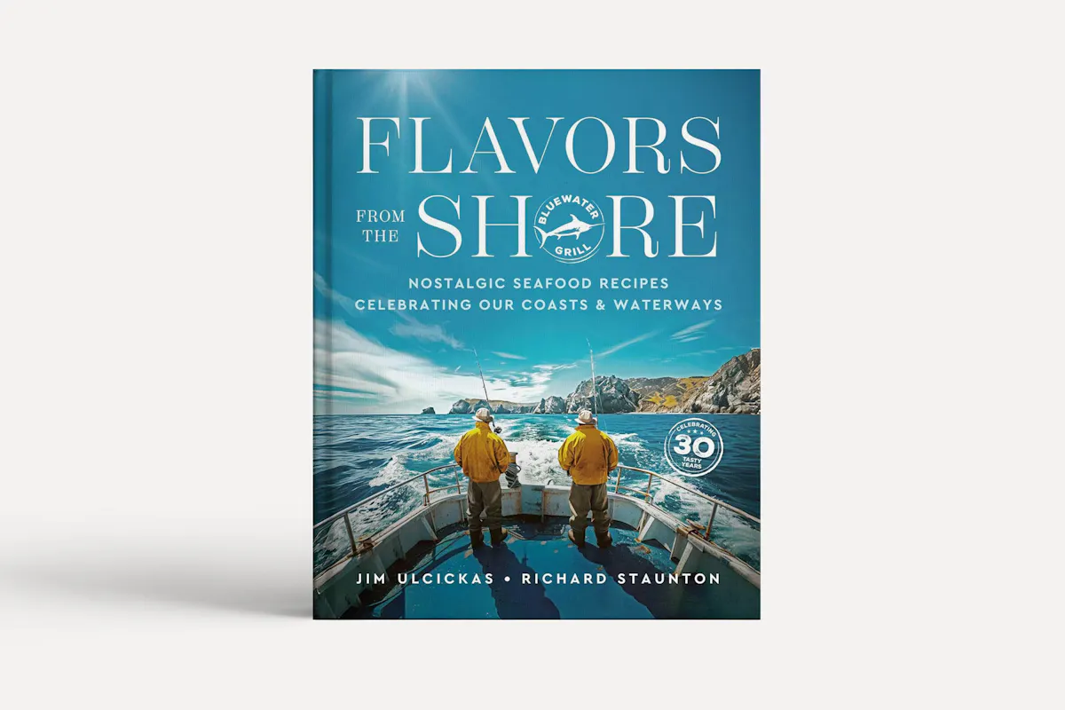 Book cover of Bluewater Grill's new cookbook, Flavors From the Shore.