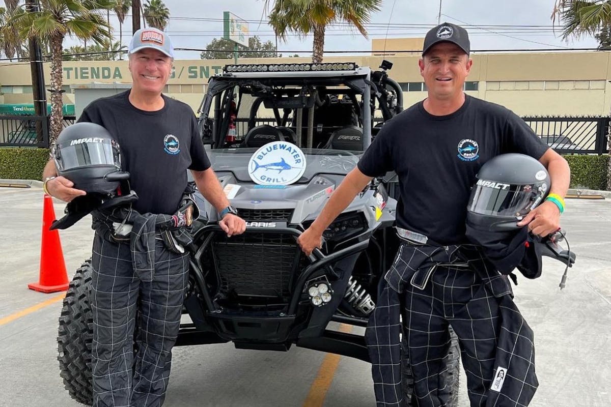 Rick Staunton and Johnny Teele in front of Bluewater Grill UTV