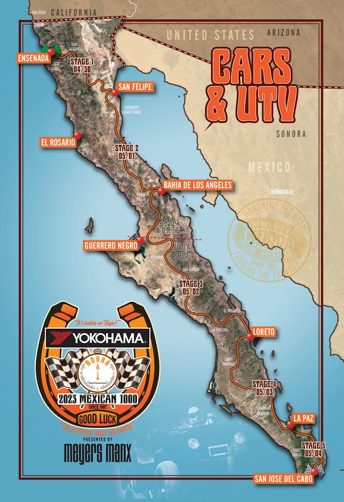 Race course from Ensenada to San Jose Del Cabo