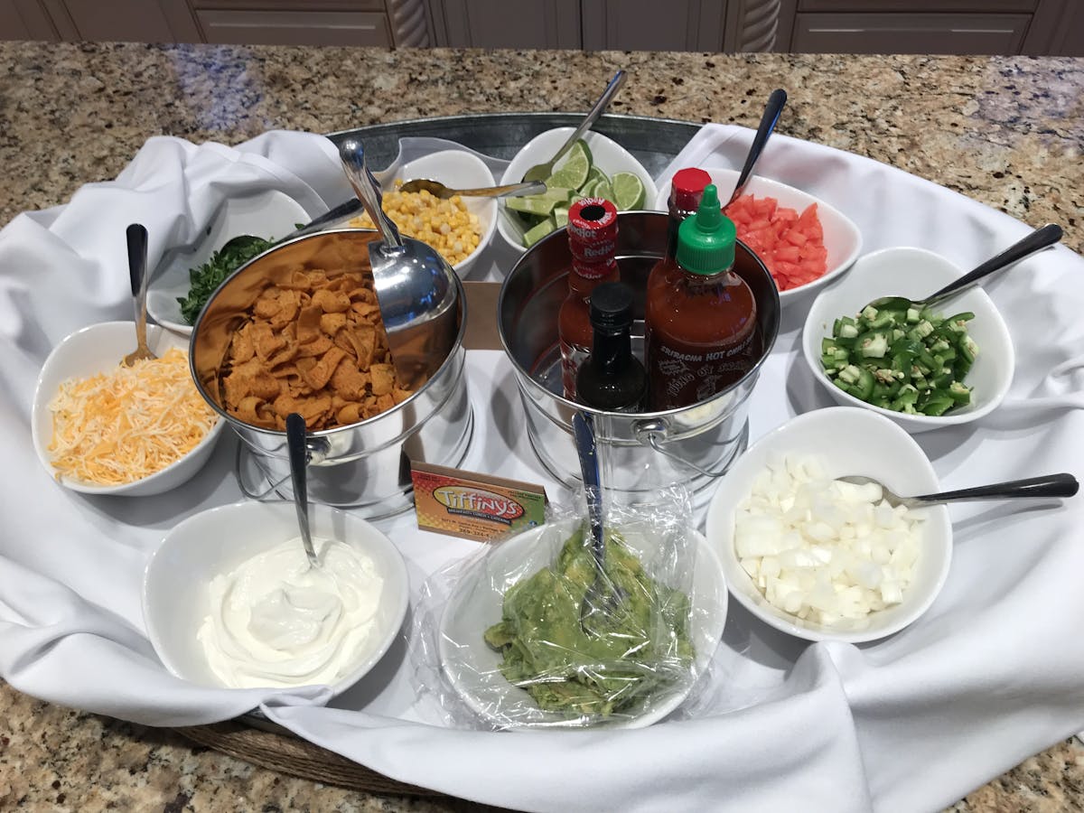 a table topped with plates of food on a plate