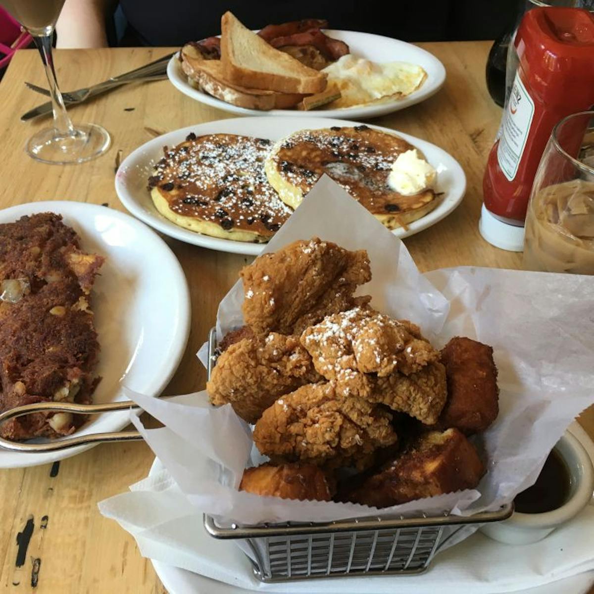 a table topped with plates of food on a plate