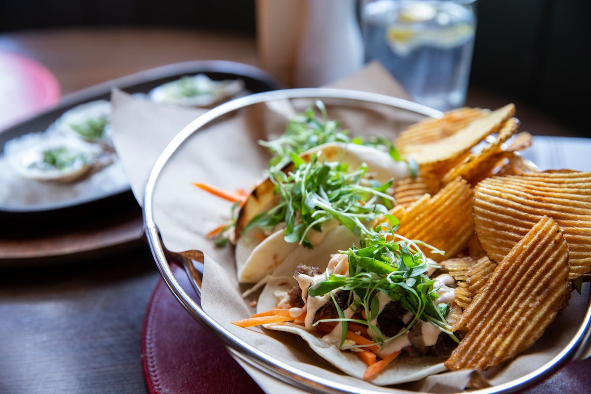 Tacos served at The Tavern at American Bounty on the CIA campus in the Hudson Valley, NY.