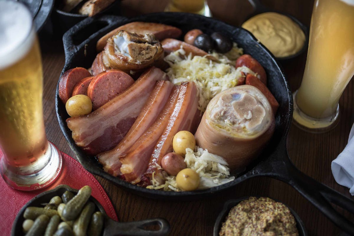 Choucroute Garnie from the menu of The Tavern at The Culinary Institute of America's Hyde Park campus.