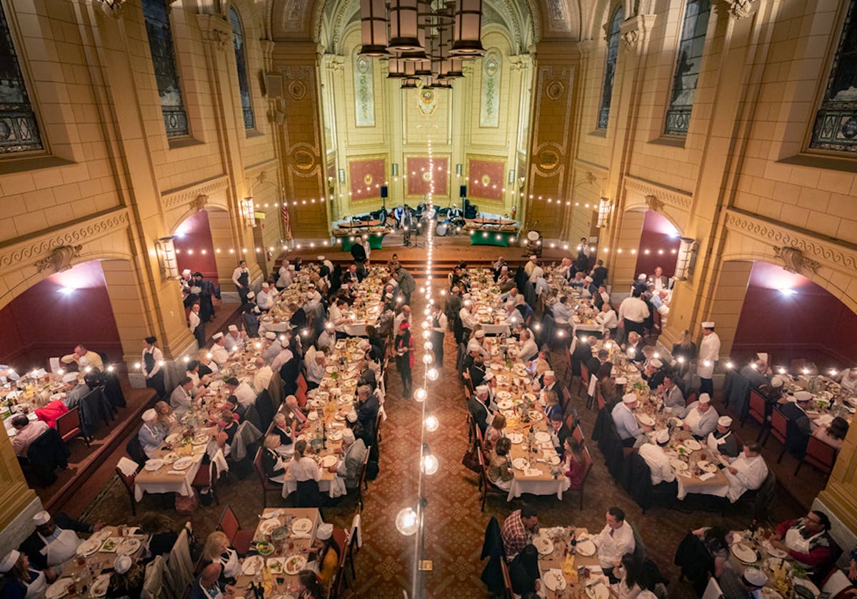People enjoying the annual Beefsteak event at the CIA
