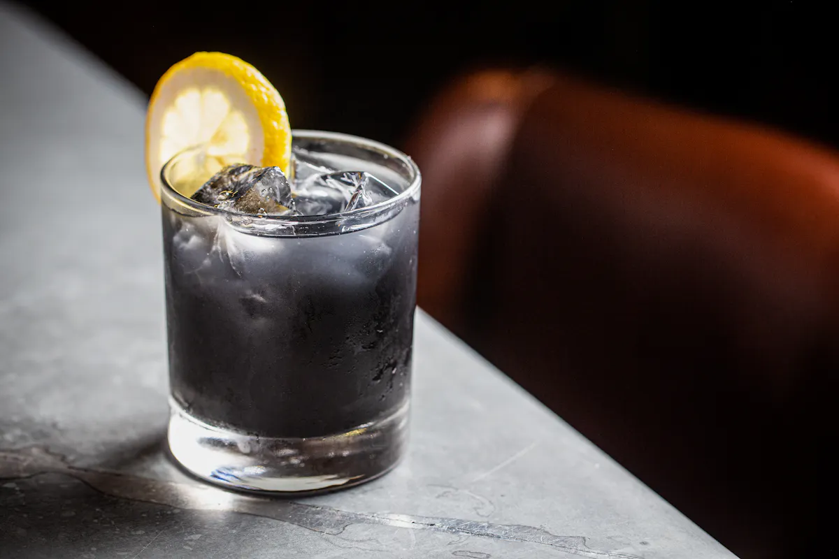 a close up of a beverage on a table