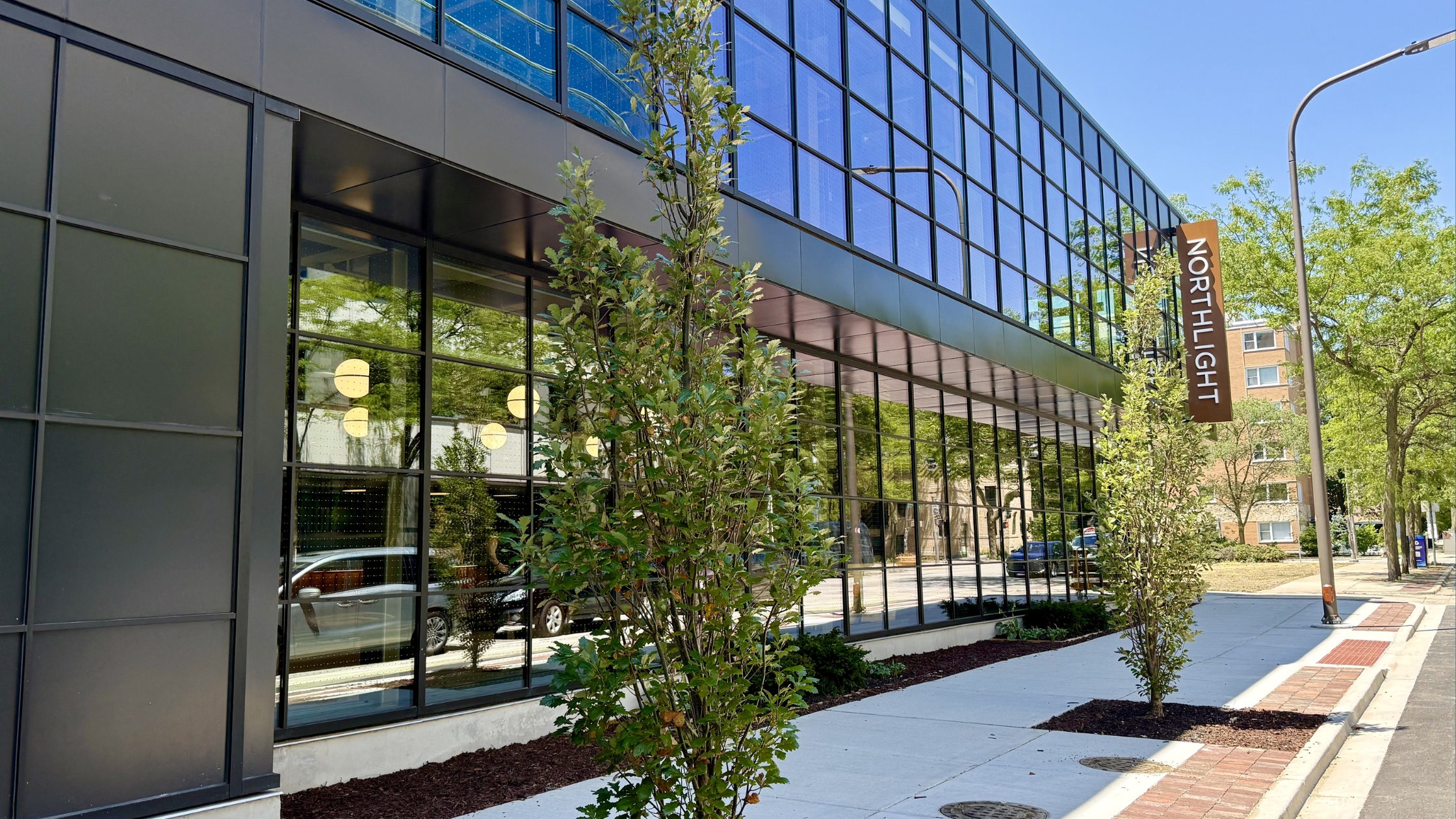 a building with glass windows
