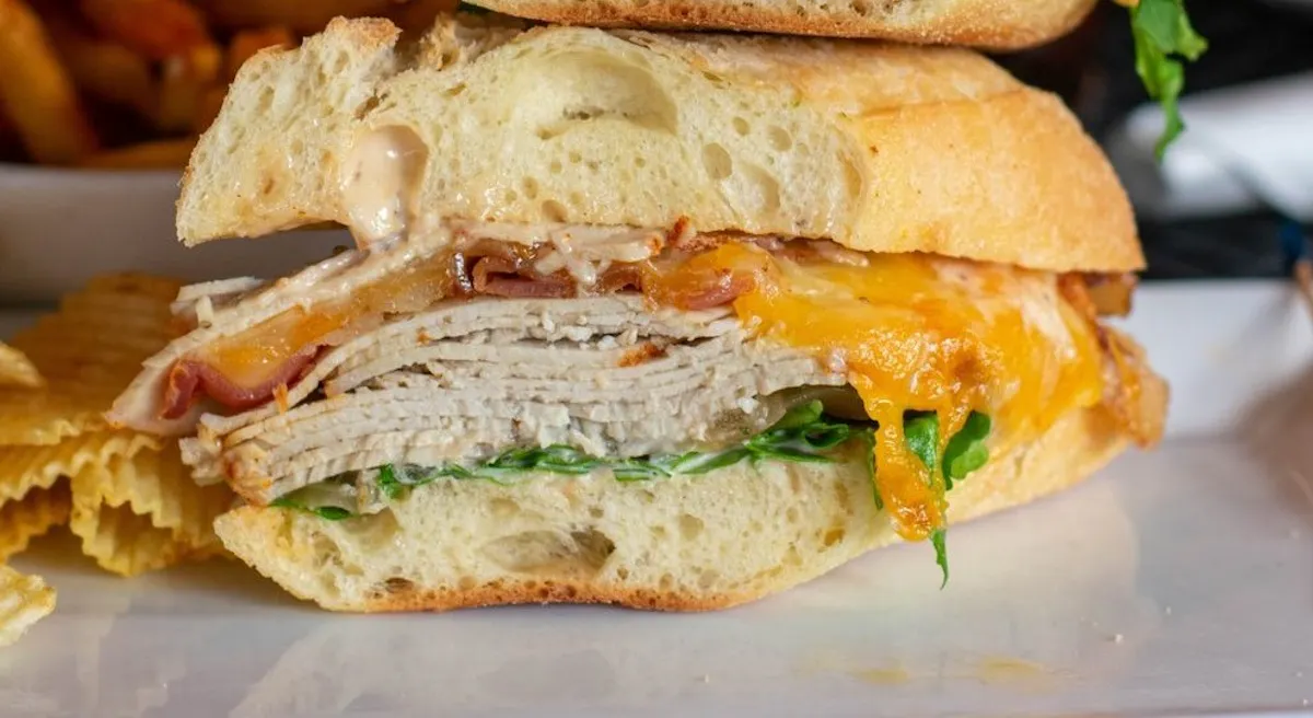 a close up of a sandwich