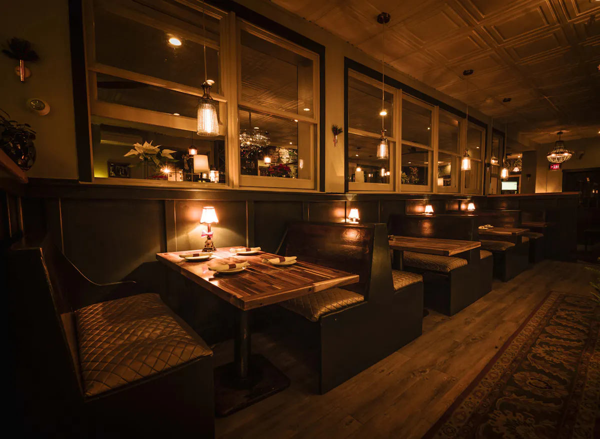 booths at night