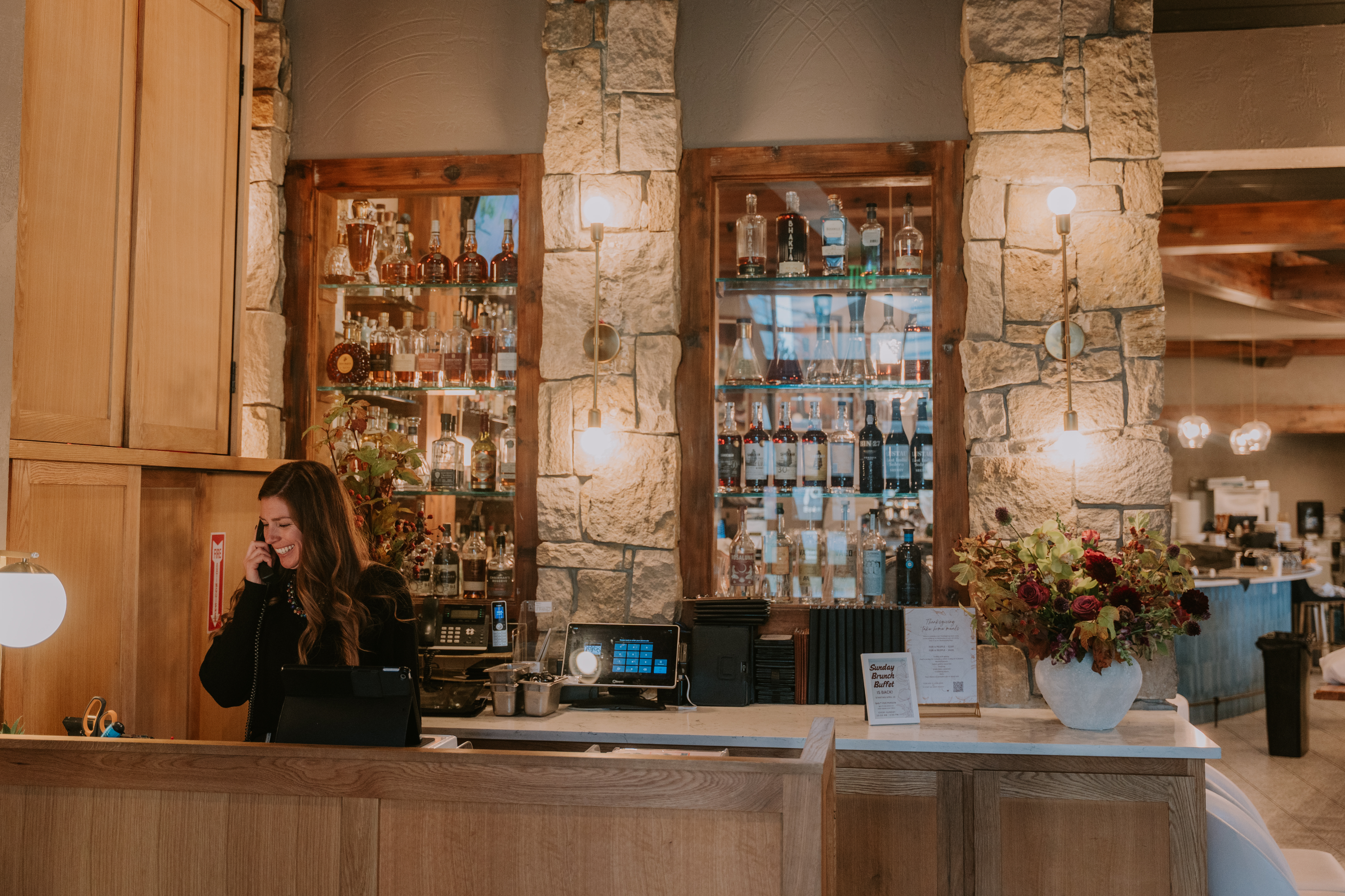 a person sitting on a counter