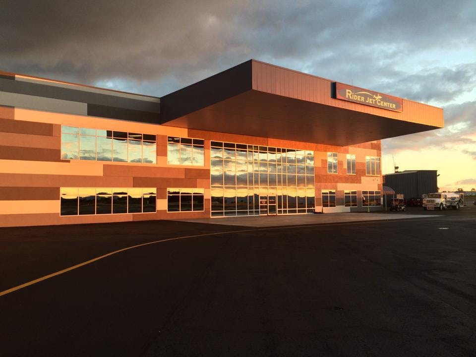 The entrance of the Rider Jet Center