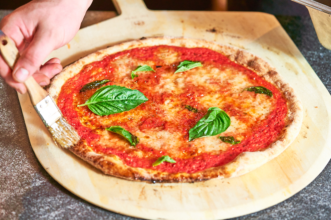 a pizza on a counter