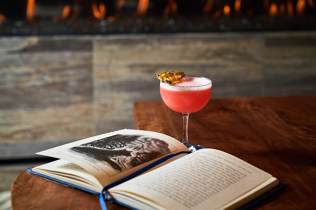 a drink with a book