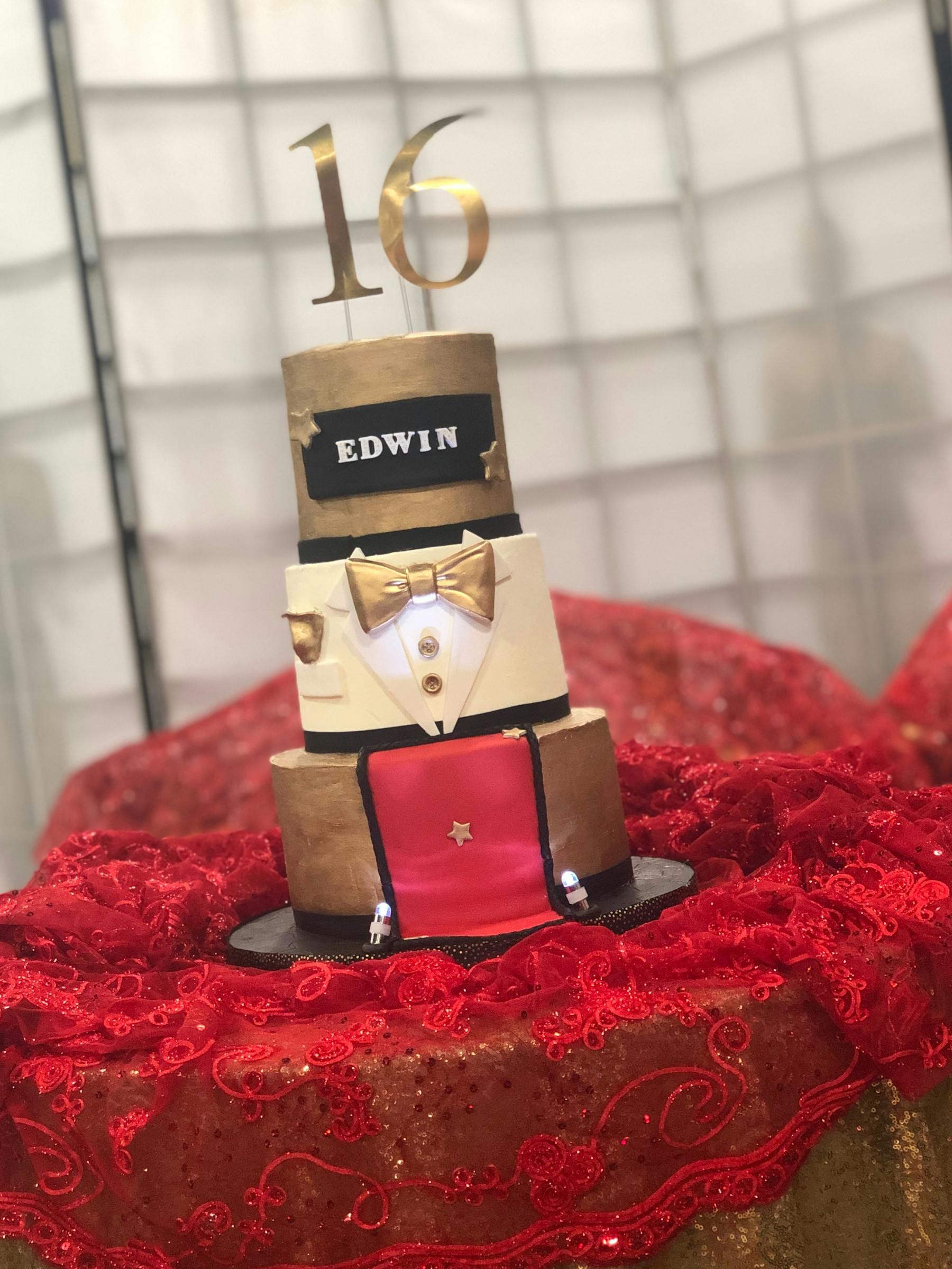 a close up of a wedding cake