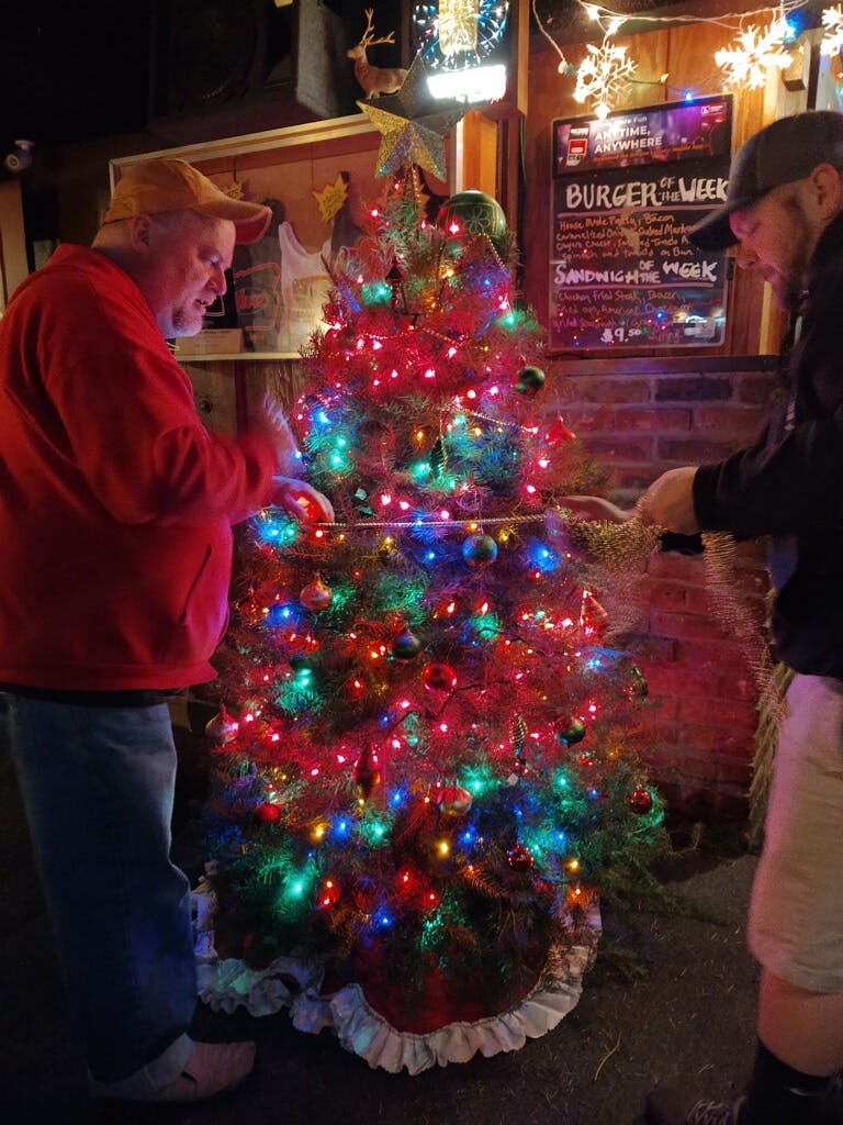 a person standing in front of a store