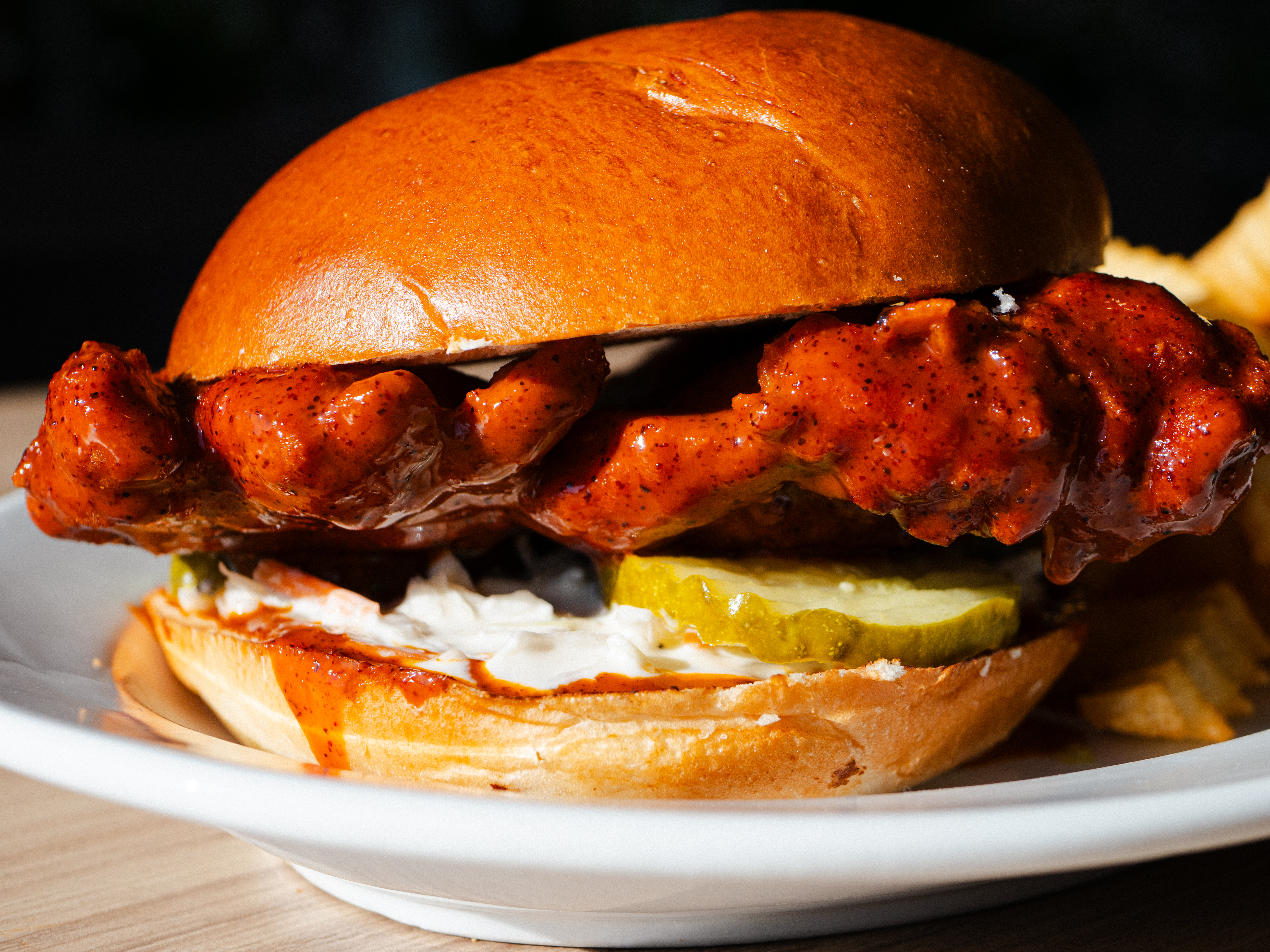 a close up of a sandwich on a plate