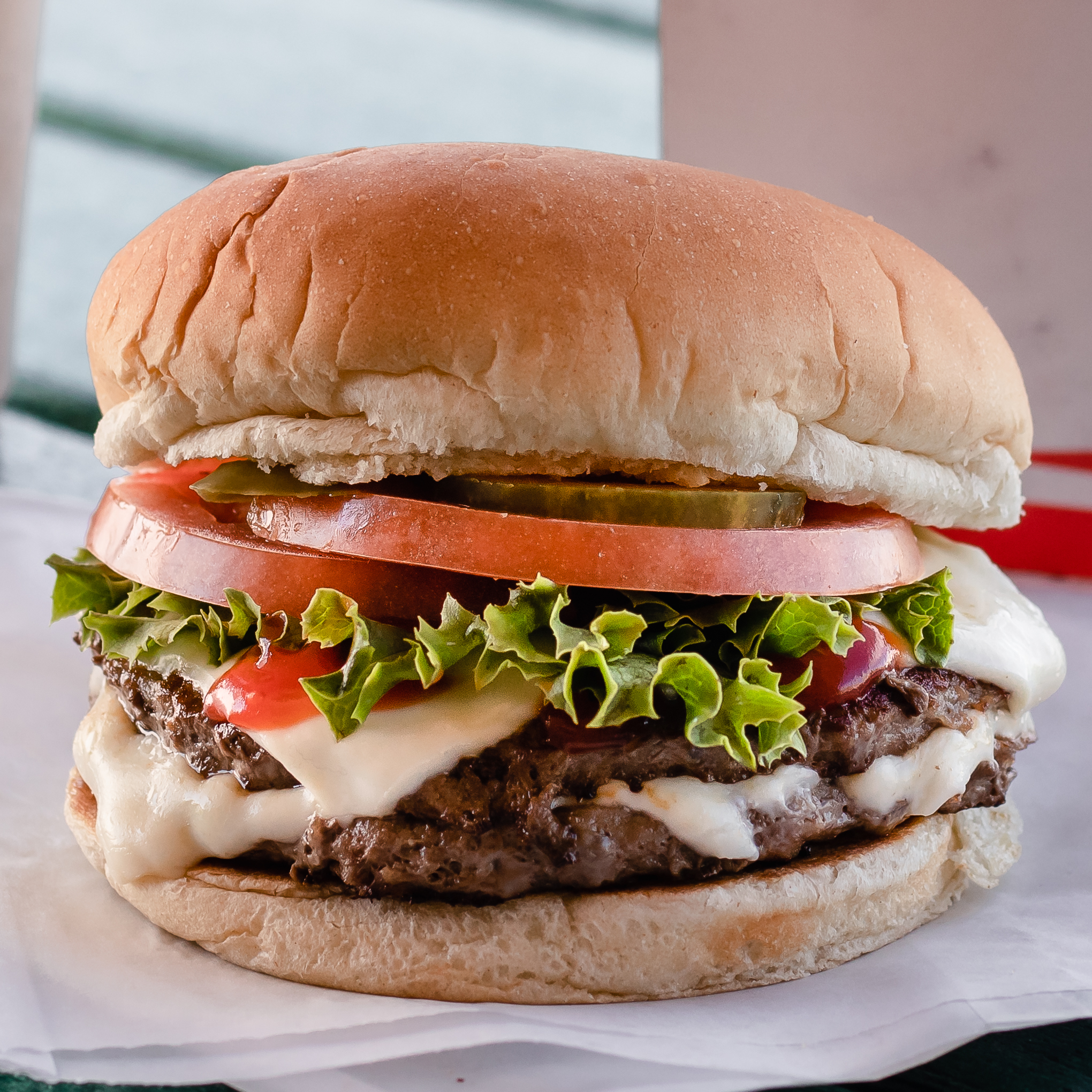 a close up look to a burger