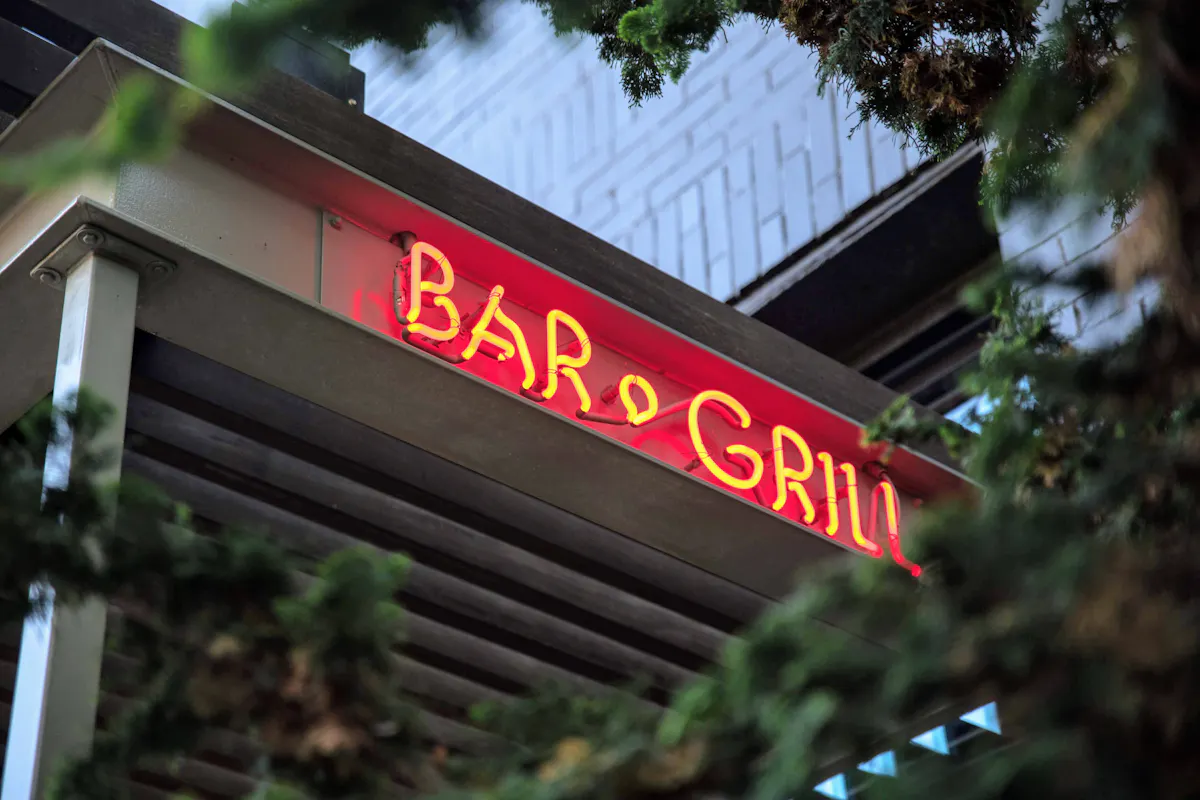 a sign in front of a building
