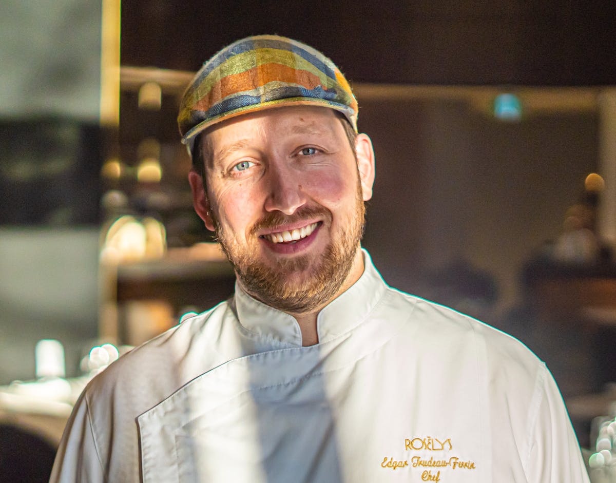 Chef Edgar Trudeau-Ferrin from Rosélys standing in its restaurant located downtown of Montreal